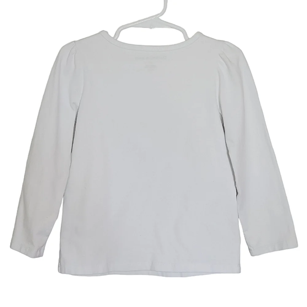 K1138 * Calvin Klein Girls Silver Heart Logo Long Sleeve Tee White Size 4T